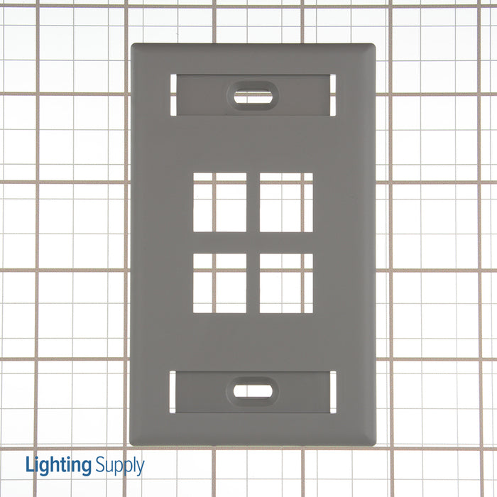 Leviton 1-Gang QuickPort Wall Plate With ID Windows 4-Port Grey (42080-4GS)