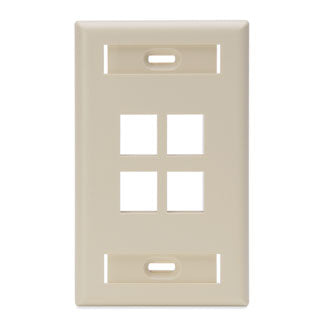 Leviton 1-Gang QuickPort Wall Plate With ID Windows 4-Port Ivory (42080-4IS)