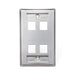 Leviton Stainless Steel QuickPort Wall Plate 1-Gang 4-Port With Designation Windows (43080-1L4)