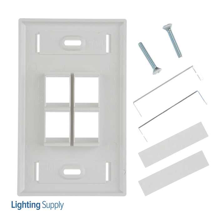 Leviton 1-Gang QuickPort Wall Plate With ID Windows 4-Port White (42080-4WS)
