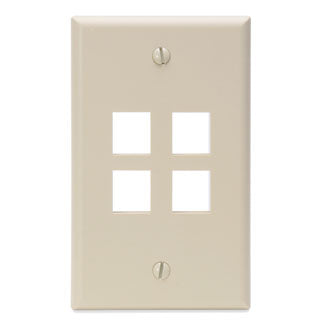 Leviton 1-Gang QuickPort Wall Plate 4-Port Ivory (41080-4IP)