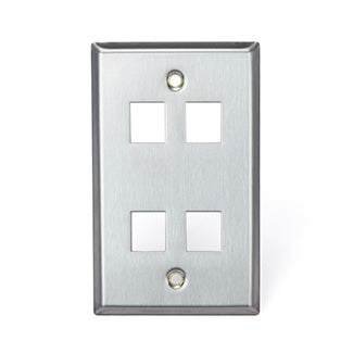 Leviton Stainless Steel QuickPort Wall Plate 1-Gang 4-Port (43080-1S4)