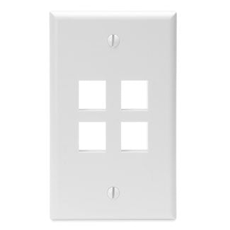 Leviton 1-Gang QuickPort Wall Plate 4-Port White (41080-4WP)