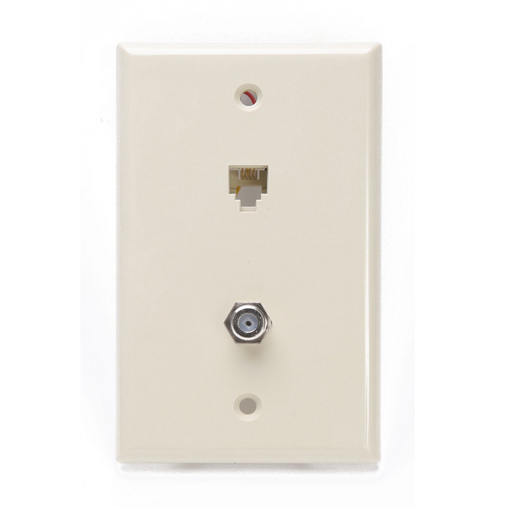 Leviton Standard Telephone Wall Jack 6-Position 4-Conducts X F Screw Terminals Ivory (40259-I)
