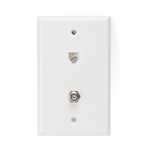 Leviton Standard Telephone Wall Jack 6-Position 4-Conducts X F Screw Terminals White (40259-W)
