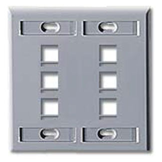 Leviton QuickPort Wall Plate With ID window Dual gang 6-Port grey (42080-6GP)