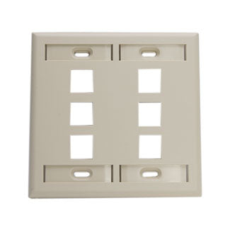 Leviton Dual-Gang QuickPort Wall Plate With ID Windows 6-Port Ivory (42080-6IP)