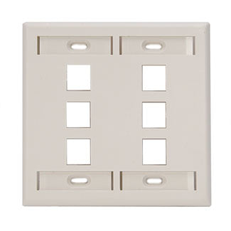Leviton Dual-Gang QuickPort Wall Plate With ID Windows 6-Port Light Almond (42080-6TP)