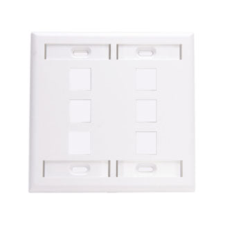 Leviton Dual-Gang QuickPort Wall Plate With ID Windows 6-Port White (42080-6WP)