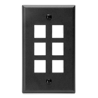 Leviton 1-Gang QuickPort Wall Plate 6-Port Black (41080-6EP)