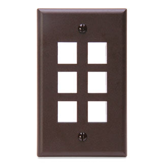 Leviton 1-Gang QuickPort Wall Plate 6-Port Brown (41080-6BP)