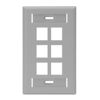 Leviton 1-Gang QuickPort Wall Plate With ID Windows 6-Port Grey (42080-6GS)