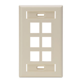 Leviton QuickPort Wall Plate With ID window 1-Gang 6-Port Ivory (42080-6IS)