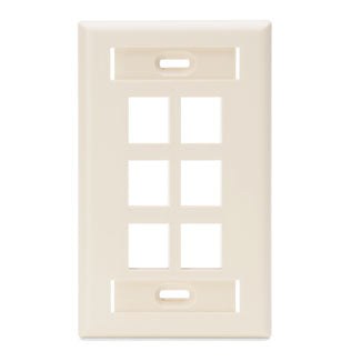 Leviton 1-Gang QuickPort Wall Plate With ID Windows 6-Port Light Almond (42080-6TS)