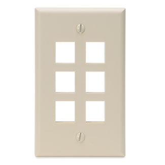 Leviton 1-Gang QuickPort Wall Plate 6-Port Ivory (41080-6IP)