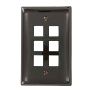 Leviton Midsize 1-Gang QuickPort Wall Plate 6-Port Brown (41091-6BN)