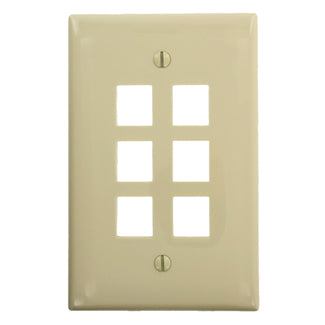Leviton Midsize 1-Gang QuickPort Wall Plate 6-Port Ivory (41091-6IN)