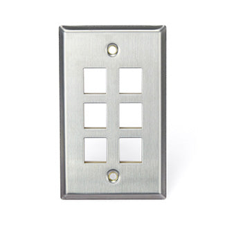 Leviton Stainless Steel QuickPort Wall Plate 1-Gang 6-Port (43080-1S6)