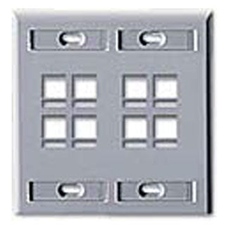 Leviton Dual-Gang QuickPort Wall Plate With ID Windows 8-Port Grey (42080-8GP)