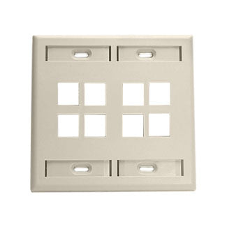 Leviton Dual-Gang QuickPort Wall Plate With ID Windows 8-Port Ivory (42080-8IP)