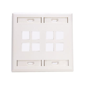 Leviton Dual-Gang QuickPort Wall Plate With ID Windows 8-Port White (42080-8WP)