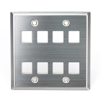 Leviton Stainless Steel QuickPort Wall Plate Dual Gang 8-Port (43080-2S8)