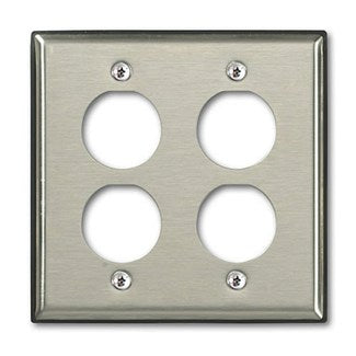Leviton Dual-Gang Stainless Steel DuraPort Industrial Wall Plate 4-Port (D6710-2S4)