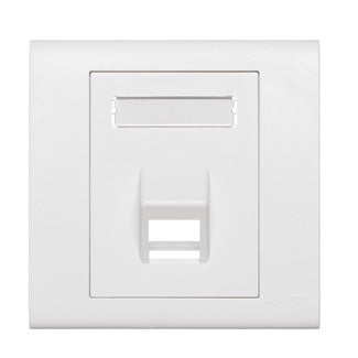 Leviton Angled Excella QuickPort Insert 1-Port White With Wall Plate For voice And Data Applications Outside Of North America (BL186-A1W)