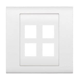 Leviton Excella QuickPort Insert 4-Port White With Wall Plate For voice And Data Applications Outside Of North America (BL186-P4W)