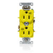 Leviton Duplex Receptacle Outlet Heavy-Duty Industrial Spec Grade Weather-Resistant Indented Face 15 Amp 125V Back Or Side Wire Yellow (WBR15-Y)
