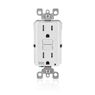 Leviton 15 Amp 125V Receptacle/Outlet 20 Amp Feed-Through Self-Test SmartlockPro Slim Weather And Tamper-Resistant GFCI Monochromatic White (GFWT1-FW)