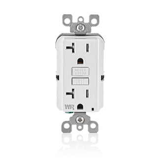 Leviton 20 Amp 125V Receptacle/Outlet 20 Amp Feed-Through Self-Test SmartlockPro Slim Weather And Tamper-Resistant GFCI Monochromatic White (GFWT2-FW)