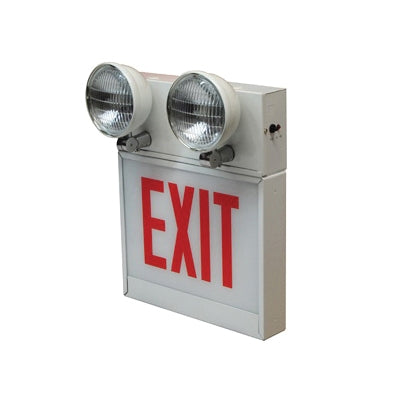 Lithonia Chicago Approved LED Industrial Steel Combination Emergency Lighting White Single Face Red On White Panel (LHXC W 1 RW CH3)