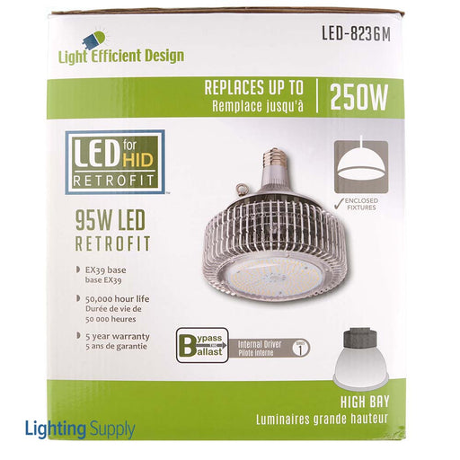 Light Efficient Design 95W Enclosed Rated High Bay Retrofit Replaces US To 250W HID EX39 5000K (LED-8236M50)