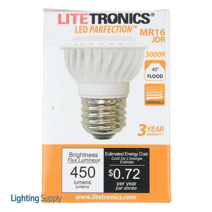 Litetronics 6W MR16 JDR Medium 120V Flood 3000K 25000 Hours Dimmable (LP06556FL4D)