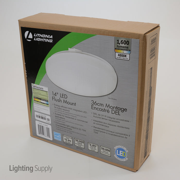 Lithonia 24W 14 Inch LED Low Profile Round Flush Mount With White Acrylic Diffuser 4000K 120V 80 CRI 1600Lm Fixture  (FMLRL 14 20840 M4)