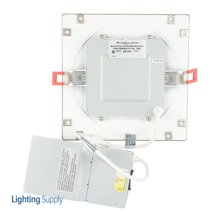 Lithonia 6 Inch Wafer-Thin LED Downlight Square Baffle LED Color Selectable 3000K/4000K/500K Brushed Nickel  (WF6 SQ B LED 30K40K50K 90CRI BN M6)