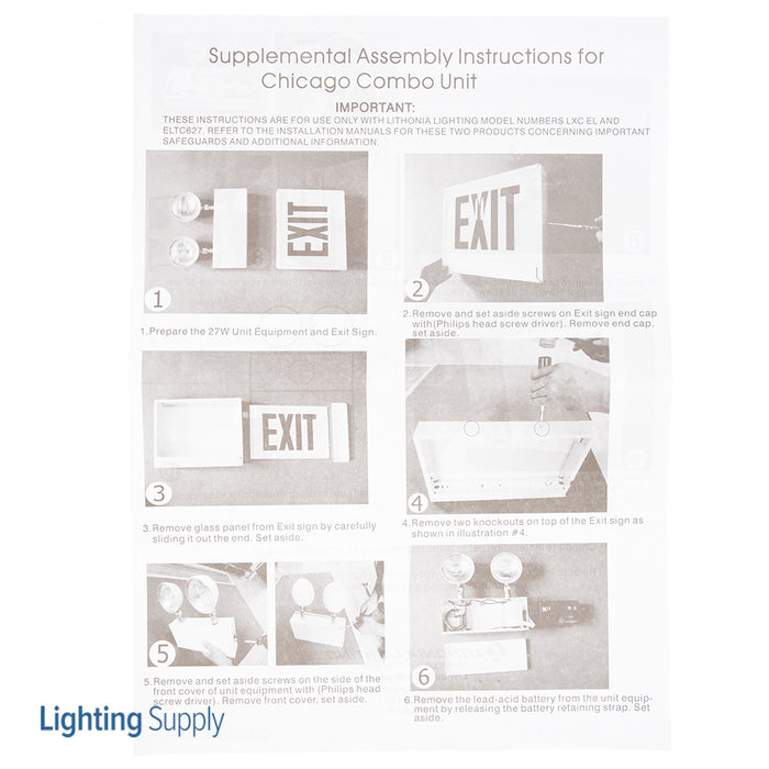 Lithonia Chicago Approved LED Industrial Steel Combination Emergency Lighting White Single Face Red On White Panel (LHXC W 1 RW CH3)