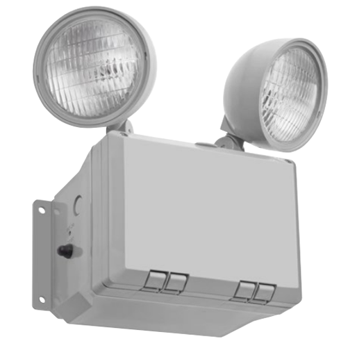 Lithonia Emergency Light For Wet Locations With 6V 14.4W LEAD-ACID Battery Gray Housing Two 7.2W Lamp Heads (WLTU)