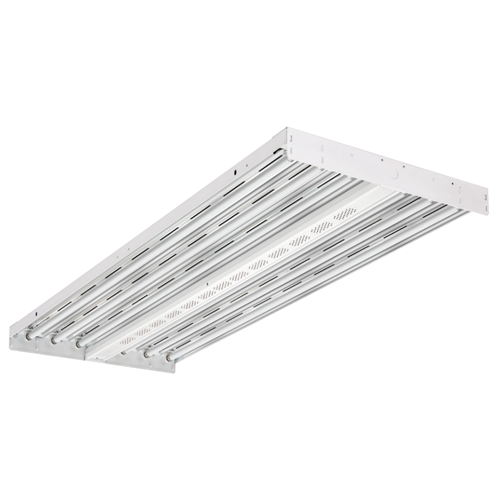 Lithonia I-Beam Fluorescent High Bay 6-Lamp 54W T5HO Lamps Installed Clear Acrylic 0.125 Inch 90 Degree Program Start T5HO Ballast (IBZ 654L ACL GEB10PS90)