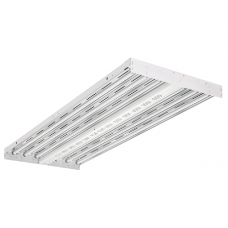 Lithonia I-BEAM Fluorescent High Bay 6-Lamp 54W T5HO Lamps Installed Wide Distribution T5 Electronic 1.0 BF Programmed Rapid Start (IBZ 654L WD ACRP)