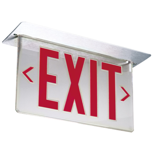 Lithonia LED Edge-Lit Emergency Exit Panel Assembly White Double Face Red With Mirror Separator Double Face Dual Voltage Panel Assembly Only (LRP W 2 RMR DA 120/277 PNL)