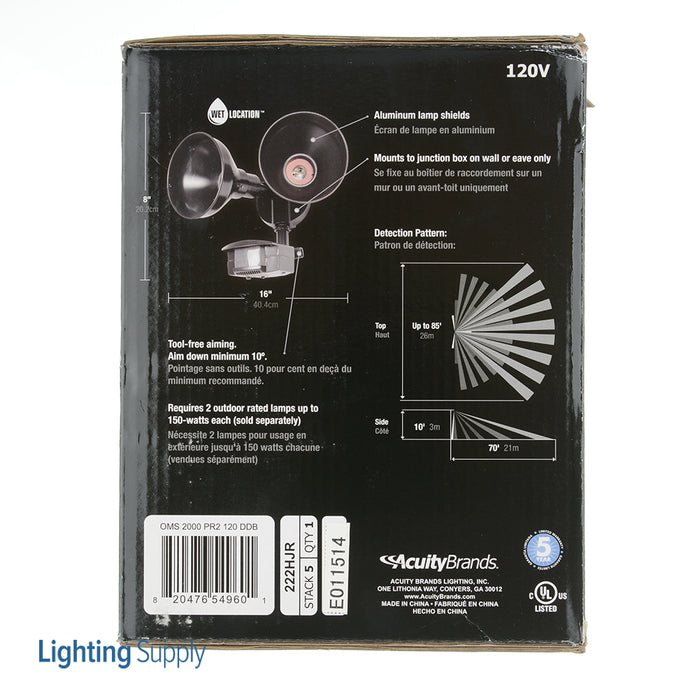 Lithonia Motion Sensor 2000mA PAR 20 2 Heads 120V Dark Bronze (OMS 2000 PR2 120 DDB M4)
