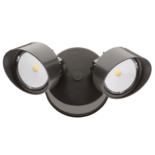 Lithonia Outdoor Dusk-To-Dawn Twin Head LED Floodlight In Bronze Finish (OFLR 6LC 120 P BZ M2)