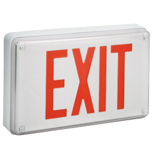 Lithonia Vandal-Resistant All Conditions Exits With LED Lamps Stencil Face White Single Face Red Dual Voltage Universal Mount (LV W 1 R 120/277 um 4X)