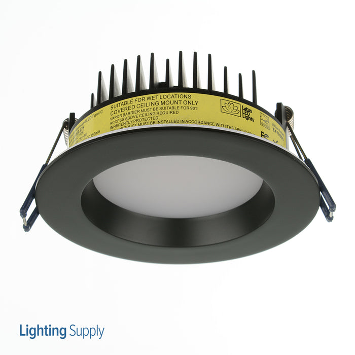 Lotus LED Lights 4 Inch Round Regressed Plenum 14.5W LED 2700K Black 95 Degree 950Lm Type IC Airtight Wet Locations 90 CRI (LL4RR-27K-BK)