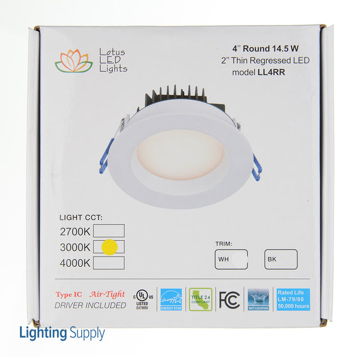 Luminous 4 Inch Led Lotus LED Lights LL4RR-30K-WH 4 Inch Round Regressed Plenum 14.5W LED ...