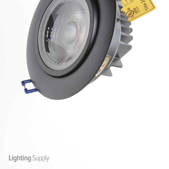 Lotus LED Lights 4 Inch Round Eyeball Gimbal 11.4W LED 3000K Black 38 Degree 1000Lm Type IC Airtight Wet Locations Energy Star 90 CRI (LL4G-30K-BK)