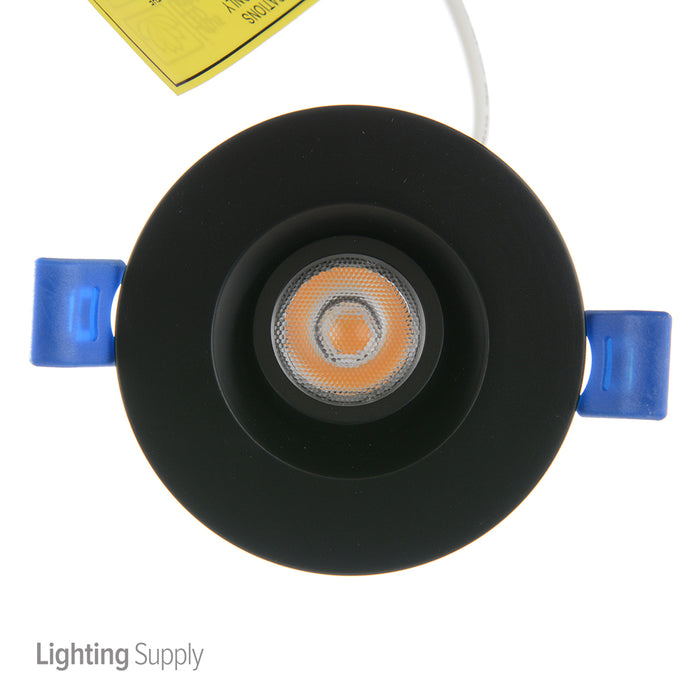 Lotus LED Lights 2 Inch Round Regressed Gimbal 5W LED 2700K Black 24 Degree 380Lm Type IC Airtight Wet Locations 90 CRI (LRG2-27K-BK)