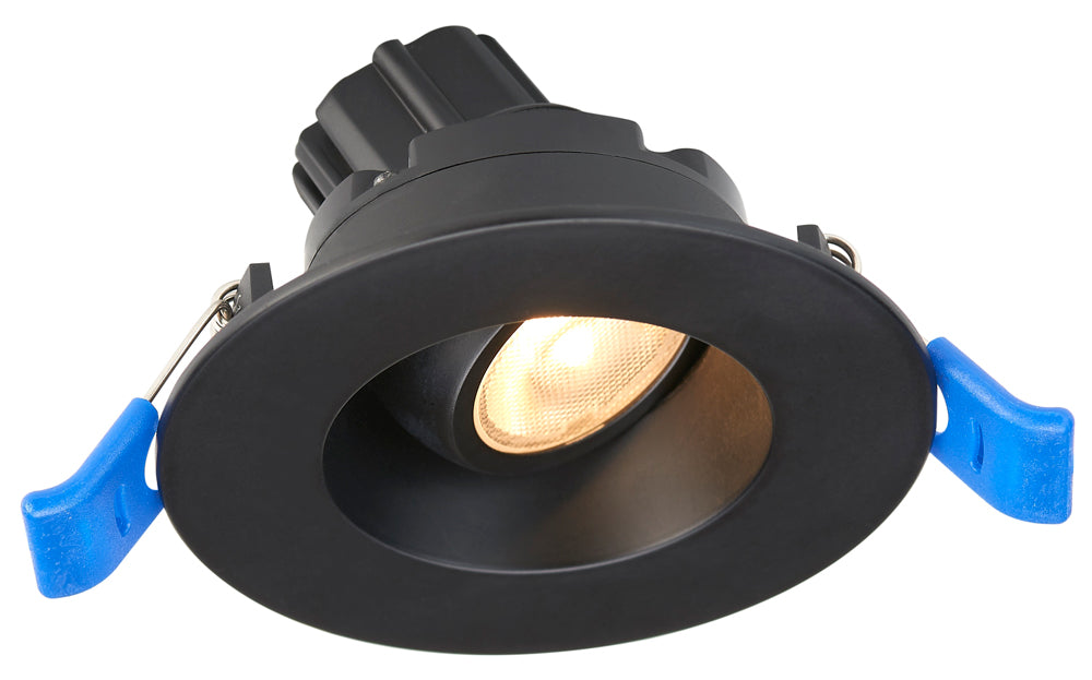 Lotus LED Lights 2 Inch Round Regressed Gimbal 5W LED 2700K Black 24 Degree 380Lm Type IC Airtight Wet Locations 90 CRI (LRG2-27K-BK)